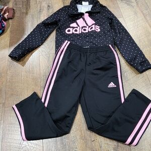 Adidas Black and Pink Polka Dot Set
